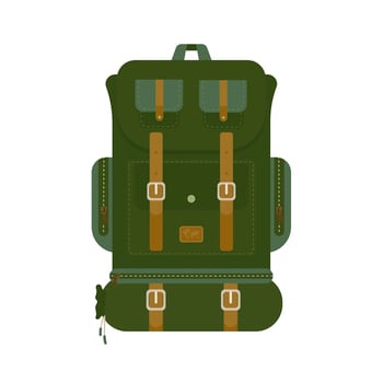 Backpack for travel isolated on a white background. Tourist retro backpack. vector