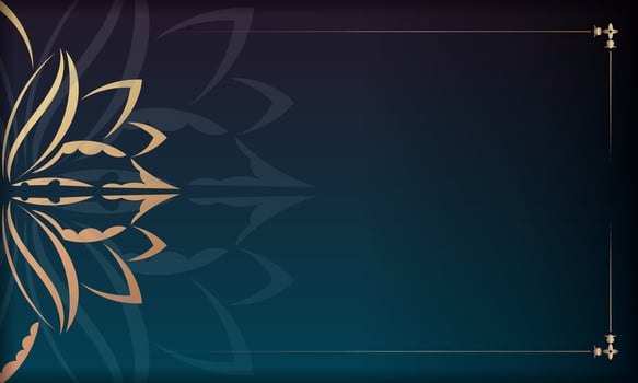 Luxury background with gold and blue floral pattern vector