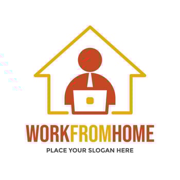 Work from home vector logo template. This design use laptop and human symbol. Suitable for business.
