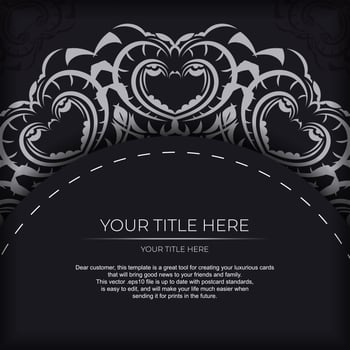Black luxury invitation card design with silver vintage ornament. Can be used as background and wallpaper. Elegant and classic vector elements are great for decoration.