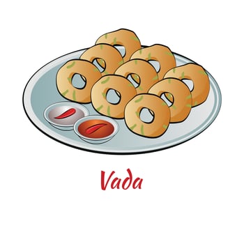 Set of delicious and famous food of Indian in colorful gradient design ico vector