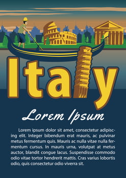 Italy landmark brochure in typography vintage color design,advertising artwork vector