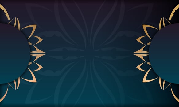 Two frames with gold and blue floral designs on a dark background vector