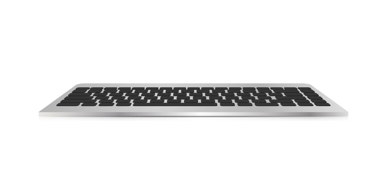Keyboard vector illustration. Side view. Keyboard isolated on a white background.