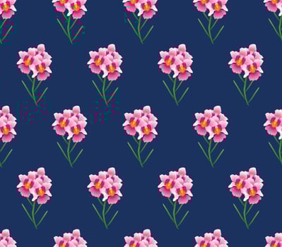 Pink Vanda Miss Joaquim Orchid on Indigo Blue Background vector