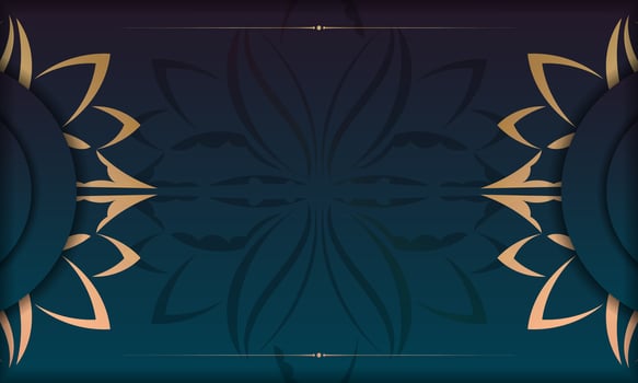 A dark blue background with gold and black flowers vector