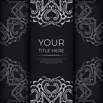 Black luxury invitation card design with vintage Indian ornament. Can be used as background and wallpaper. Elegant and classic vector elements ready for print and typography.