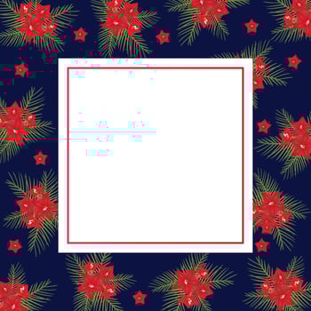 Cypress vine Flower on Christmas Blue Banner Card vector