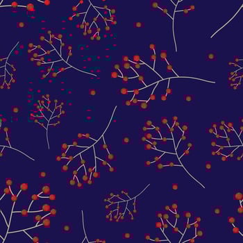 Red Berry Christmas on Navy Blue Background vector