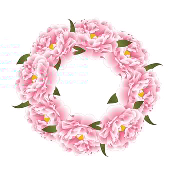 Pink Peony Flower Wreath vector