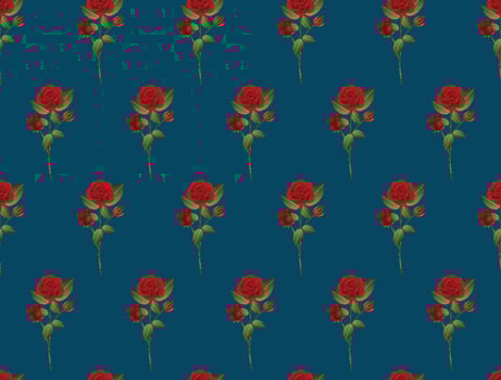 Red Rose Bouquet on Indigo Blue Background vector