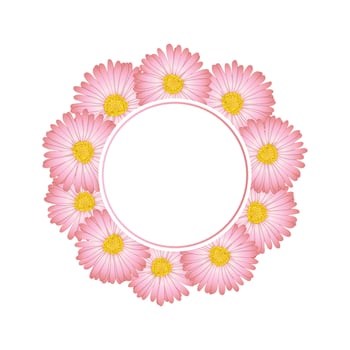 Pink Aster, Daisy Flower Banner Wreath vector