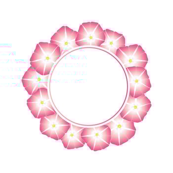 Pink Morning Glory Flower Banner Wreath vector