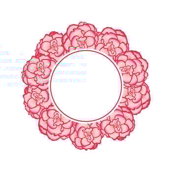 Pink Begonia Flower, Picotee First Love Banner Wreath vector