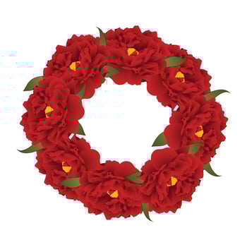 Red Peony Flower Wreath vector