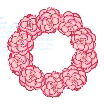 Pink Begonia Flower, Picotee First Love Wreath. vector