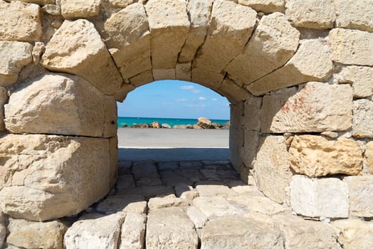 Old stone window from the fortress. photo