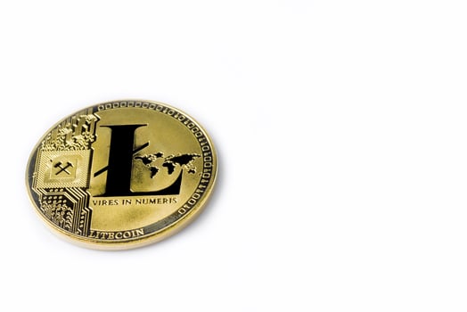 Litecoin. Digital cryptocurrency isolated on white background. photo