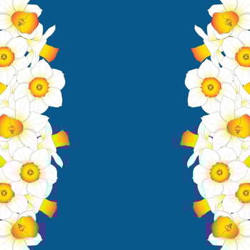 Daffodill - Narcissus Border on Indigo Blue Background vector