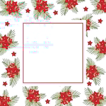 Cypress vine Flower on Christmas White Banner Card. vector