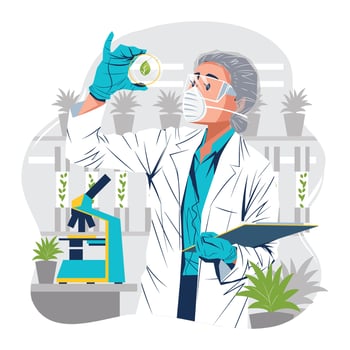 Botanist Examining Plant Sample Concept vector