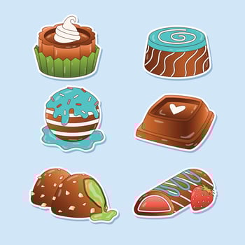 Chocolate Sticker Set vector