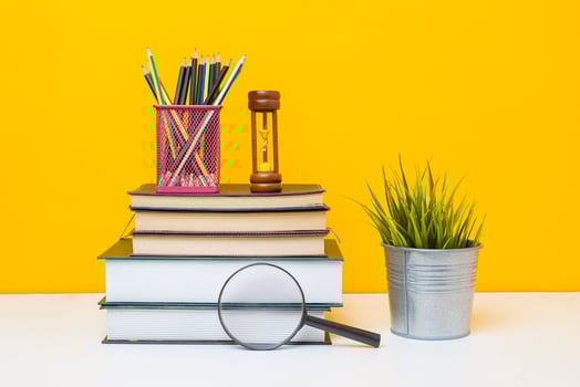 School equipment on yellow background, Education background concept School equipment on yellow background, Education background concept photo