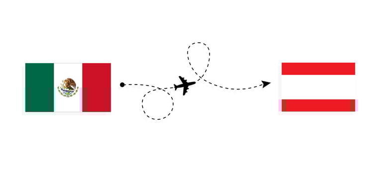 Flight and travel from Mexico to Lebanon by passenger airplane Travel concept vector