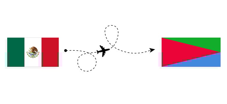Flight and travel from Mexico to Eritrea by passenger airplane Travel concept vector