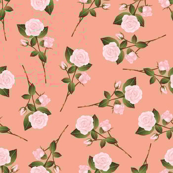 Pink Rose Bouquet on Orange Peach Background vector
