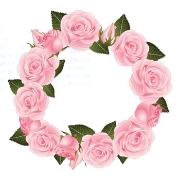 Pink Rose Flower Wreath vector