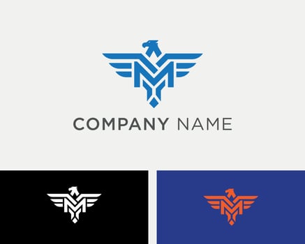 M Financial Logo Design Template. M Eagle vector