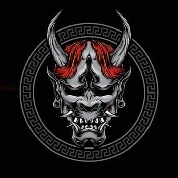 japanese oni mask vector logo