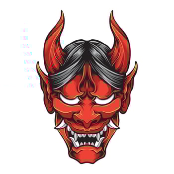 red oni mask vector illustration