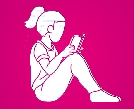 Girl Reading A Book vector