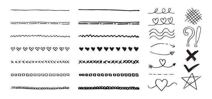 underline set, arrows, star, check mark, etc. vector