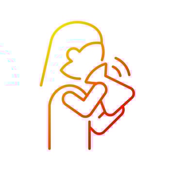 Hyperventilation gradient linear vector icon. Panic attack symptom. Respiratory problem. Fast inhale and exhale. Thin line color symbol. Modern style pictogram. Vector isolated outline drawing