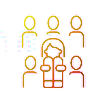 Enochlophobia gradient linear vector icon. Irrational fear of crowd. Panic disorder. Psychotherapy treatment. Thin line color symbol. Modern style pictogram. Vector isolated outline drawing