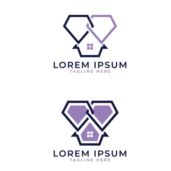 diamond house real estate logo design vector template