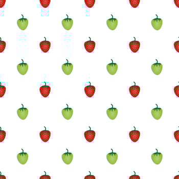 seamless pattern red and green strawberry fruit vector design. yellow background. design for wallpaper, backdrop, cover, print design and your design needs.
