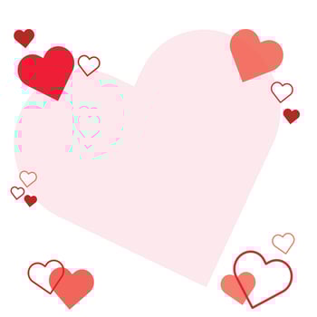 red hearts Romantic whtie background vector valentines day.copy space greeting card