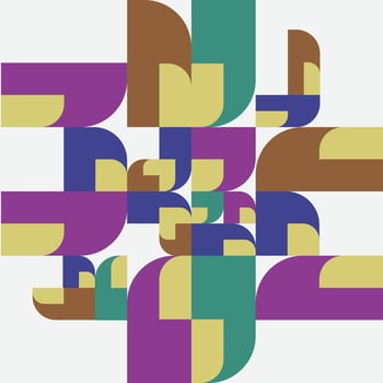 Modern vector abstract geometric pattern with semicircles and circles in retro scandinavian style.
