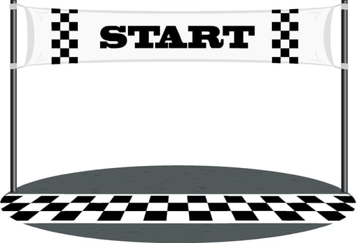 Race line with start banner isolated vector