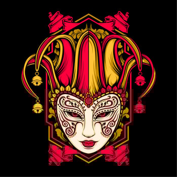 female jester head illustration vector