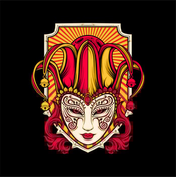female jester head illustration vector