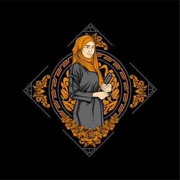ramadhan hijab girl illustration vector
