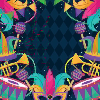 Colorful Mardi Gras Festival Background with Flat Design Style vector