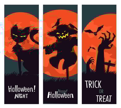Vector illustration Happy Halloween trick or treat celebration with the characters for party invitation