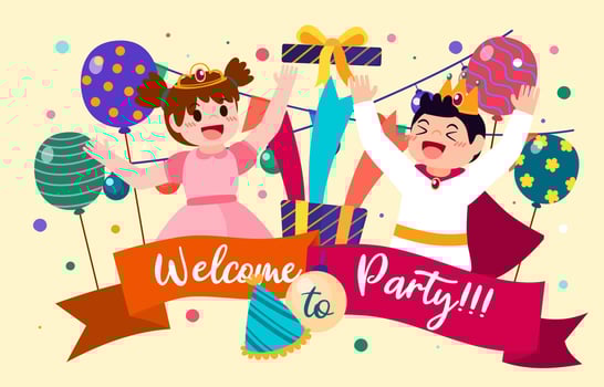 The children happy in party with lovely element vector