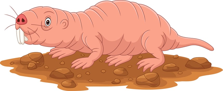 Cartoon naked mole rat smiling vector